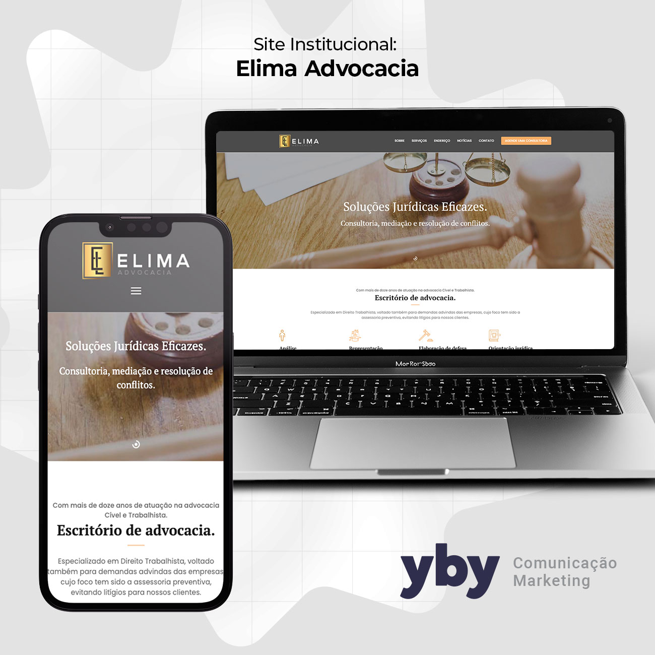 Site Elima em notebook e celular