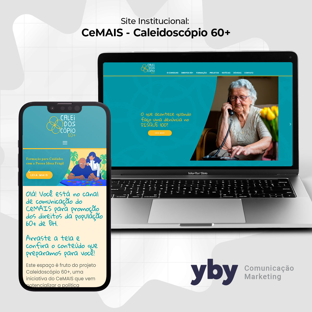 Site Cemais Caleidoscópio 60 em notebook e celular
