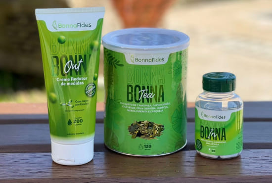 Linha de produtos BonnaFides sobre uma mesa