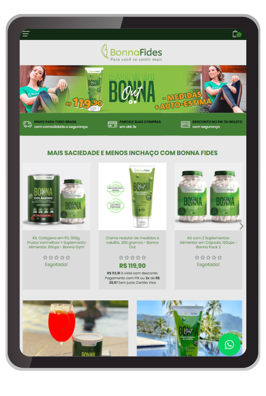 Site da BonnaFides em um tablet